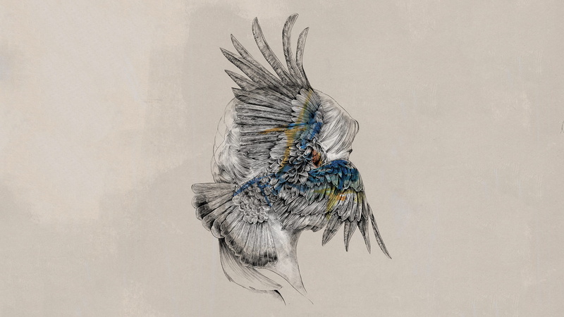 Monstercat, tut tut child, artwork, 1080P, wings, feathers