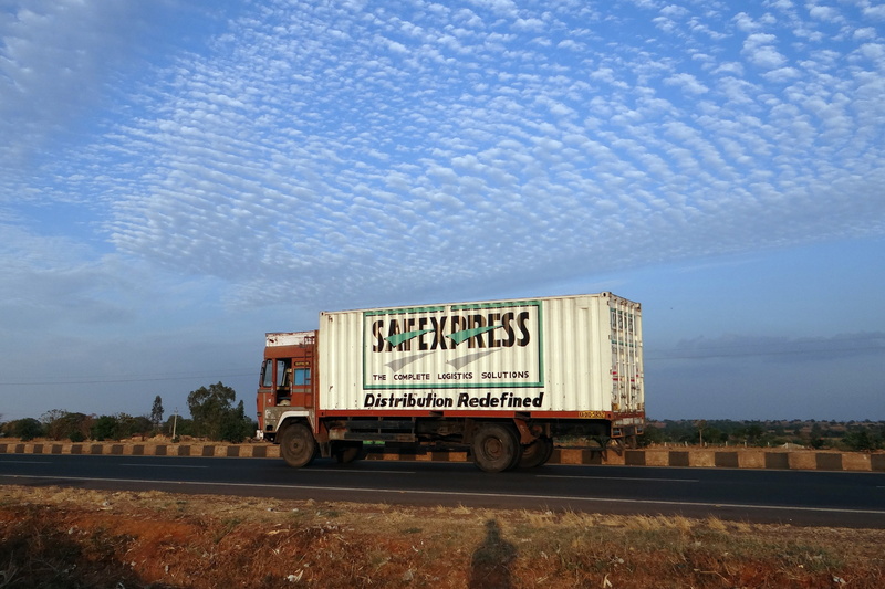 freight transportation, semi-truck, day, vehicle trailer, no people, bangalore-pune, text, india, delivery, safe, sky, truck, nature, land vehicle, outdoors
