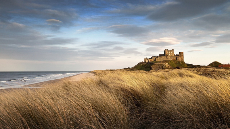 Castle, gray, 1080P, Bamburgh, concrete, England