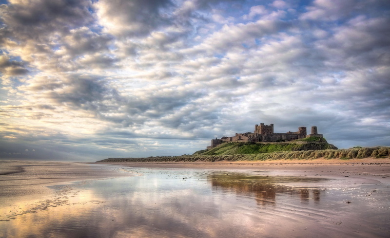 1080P, beach, scenics - nature, architecture, nature, the past, Europe, bamburgh, near, United Kingdom, water, travel destinations, England, northumberland