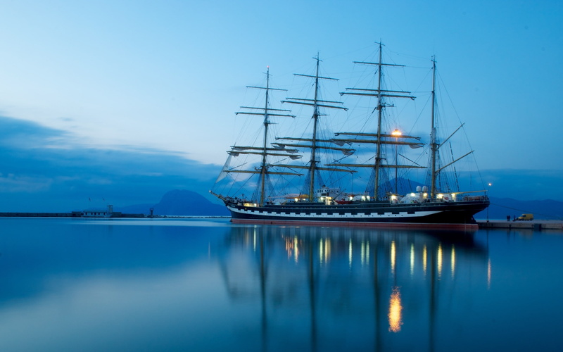 Kruzenshtern, galleon, ship, sea, pierce, black, 2K, white, bark