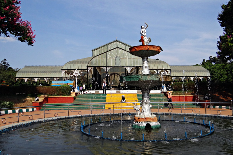 karnataka, fountain, cloud - sky, nature, architecture, famous Place, sky, representation, glass house, travel destinations, outdoors, sculpture, lal bagh