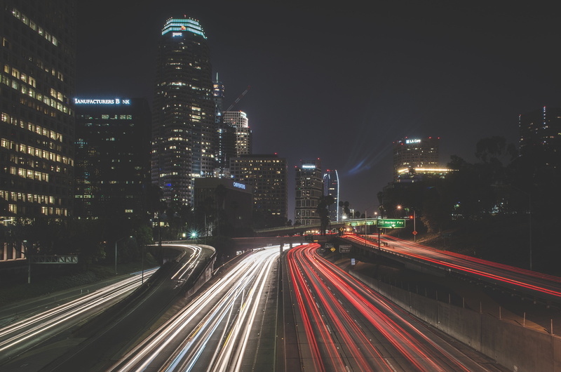 motion, dark, built structure, traffic, city, light trail, highway, streets, cityscape, urban, building, lapse, no people, near, photography, rise, speed