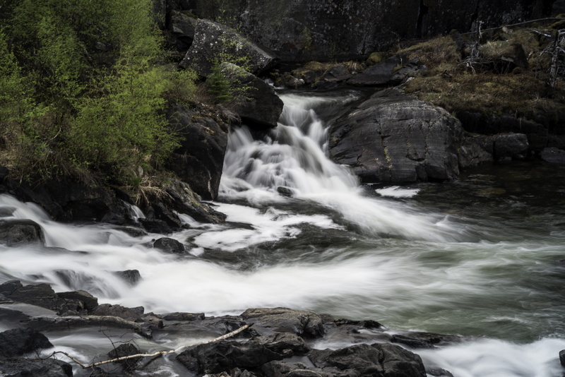 outdoors, tree, stream - flowing water, rock - Object, northwest territories, mountain, rock, water, cameron, blurred motion, cascading, power in nature