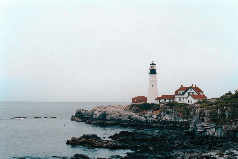 lighthouse, security, outdoors, guidance, building, sea, coastal, new england, built structure, portland head lighthouse, nature, land, horizon, sky, maine