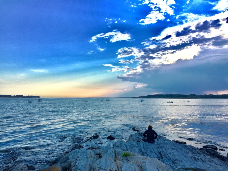 cape elizabeth, outdoors, sky, no people, blue, idyllic, water, beach, 2K, nature, tranquil scene, scenics - nature, rock, view, solid, beauty in nature