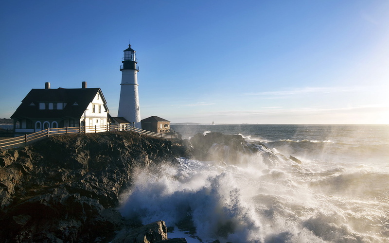 beach, Cape Elizabeth, building, beauty in nature, motion, guidance, outdoors, protection, United States, 1080P, power in nature, horizon over water, sea