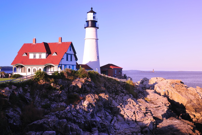 guidance, coastline, Cape Elizabeth, clear sky, famous Place, building exterior, rock, horizon over water, sky, tower, beacon, 2K, day, built structure