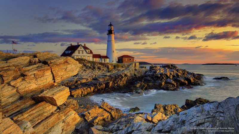 2K, Architecture, portland, head, lighthouse, maine, sunrise