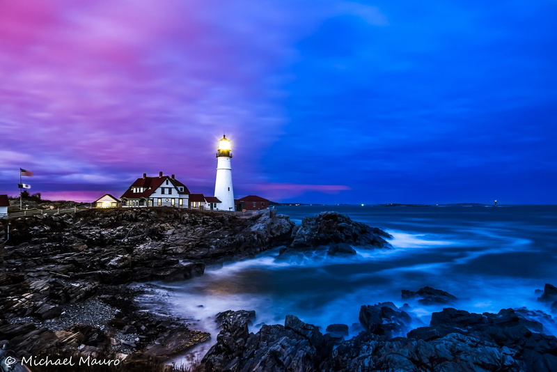 water, the ocean, landscape, sea, shore, 1080P, home, stones, Portland Headlight, lighthouse