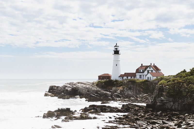 coast, safety, scenics - nature, cold temperature, sky, land, house, building exterior, maine, horizon over water, outdoors, concrete, brown, architecture