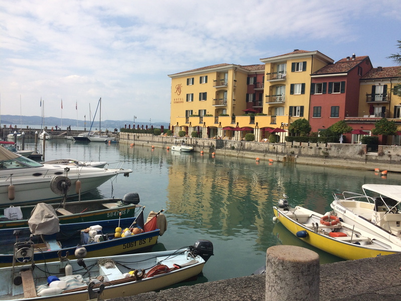 building, lake garda, built structure, waterfront, sky, vista, 2K, cloud - sky, reflection, lake, moored, port, no people, outdoors, day, sailboat, nautical vessel