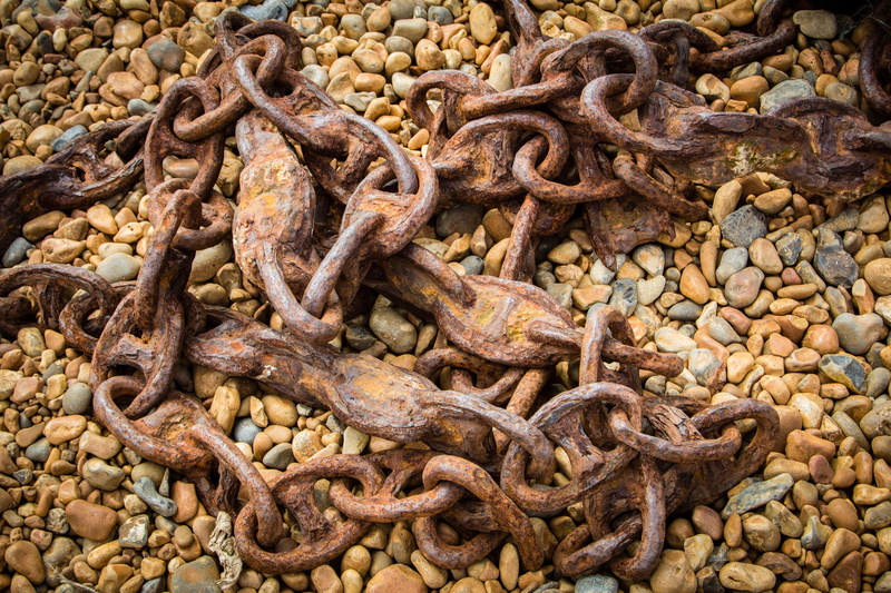 industrial, old, beach, vintage, rusty, metal, large group of objects, heap, connection, strong, abundance, rust, shingle, nature, no people, brown, anchor