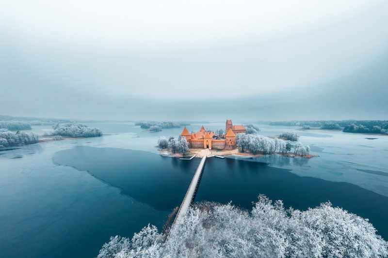 Winter, Lithuania, 1080P, Castle, Trakai