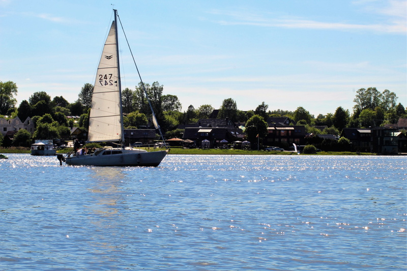 building exterior, cloud - sky, nautical vessel, sun, built structure, summer, relaxation, architecture, sea, lake, sailing vessel, 5K, water, lithuania