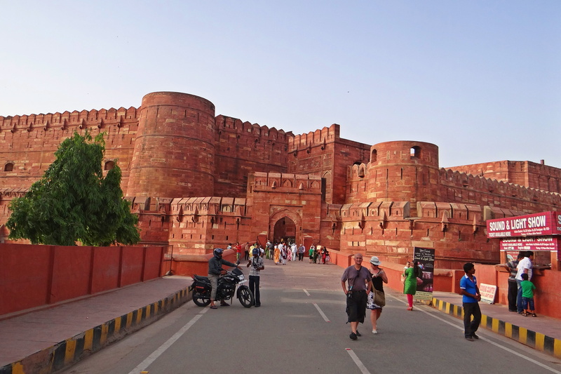tourism, historical, day, ancient, agra fort, unesco world heritage, travel destinations, india, people, clear sky, built structure, travel, brown, pink sandstone