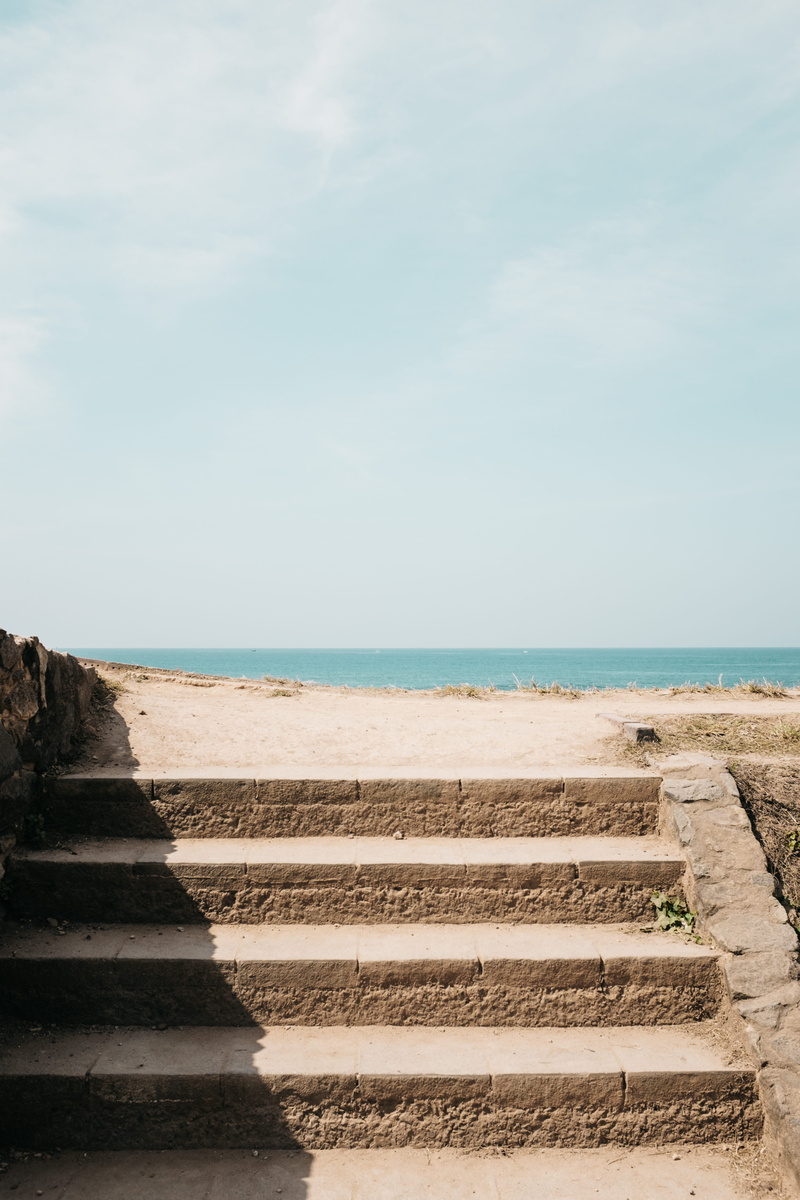 galle, scenics - nature, idyllic, view, horizon over water, sea, outdoors, architecture, direction, the way forward, steps and staircases, staircase, water