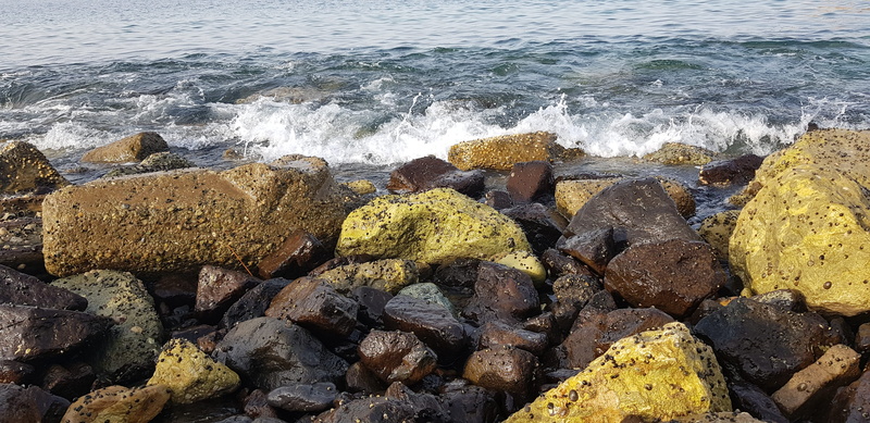 rock, high angle view, oman, land, day, motion, pebble, sport, rock - object, no people, 4K, aquatic sport, water, wave, solid, beauty in nature, rocky coastline