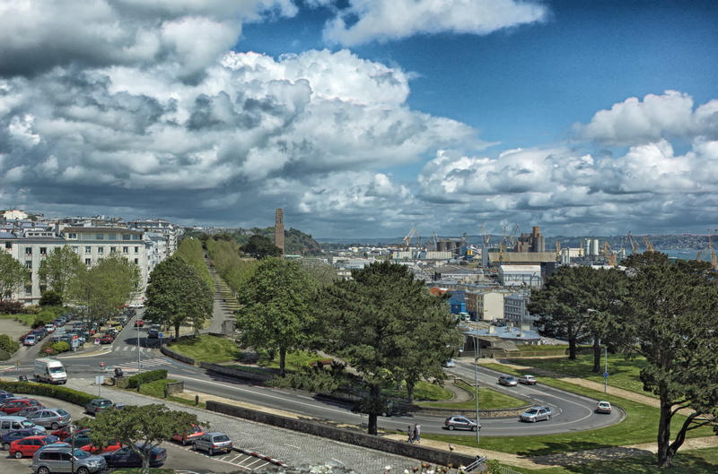 architecture, urban, street, cars, trees, 2K, outside, plant, mode of transportation, building, sky, built structure, tree, travel destinations, city