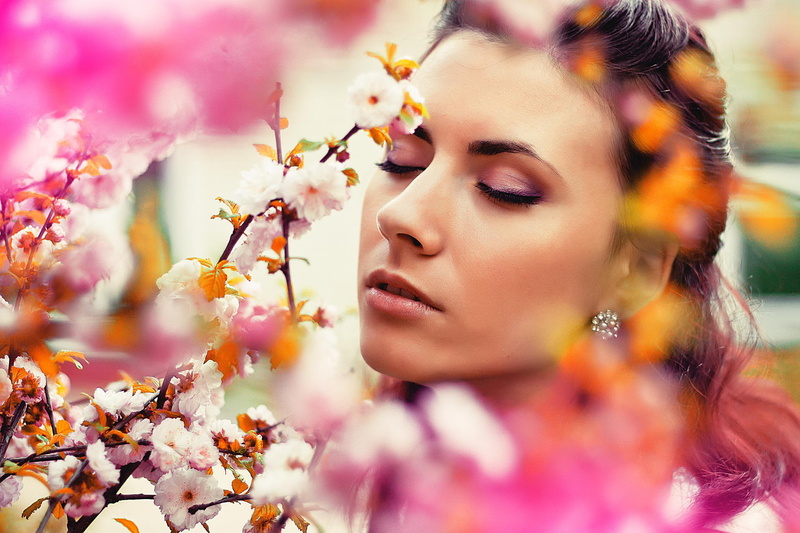 flowers, 1080P, aroma, face, Martin Brest, photographer, eyes, girl