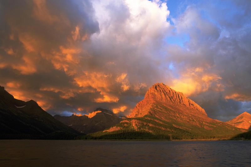 medicine, glacier, montana, park, nature and landscapes, two, lake, 1080P, national