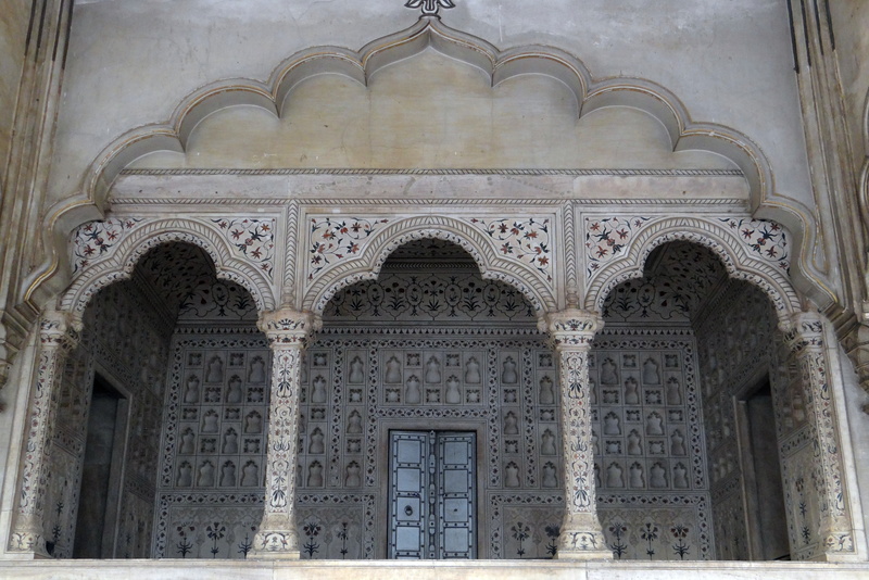hall of audience, architecture and art, no people, mural, jharokha, design, marble canopy, religion, diwan-i-am, history, architectural column, built structure