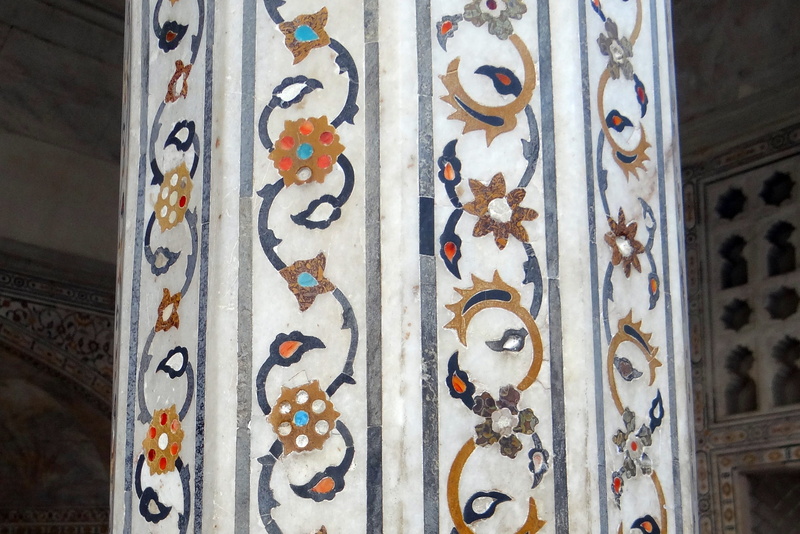 pattern, no people, agra fort, wall - building feature, close-up, religion, ornate, building, Pillar, Interior, day, Marble Inlay, belief, india, 2K, white marble