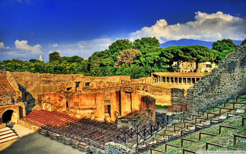 ancient, trees, ruins, concrete, buildin, nature and landscapes, 1080P, hdr, beautiful, mountain, brown