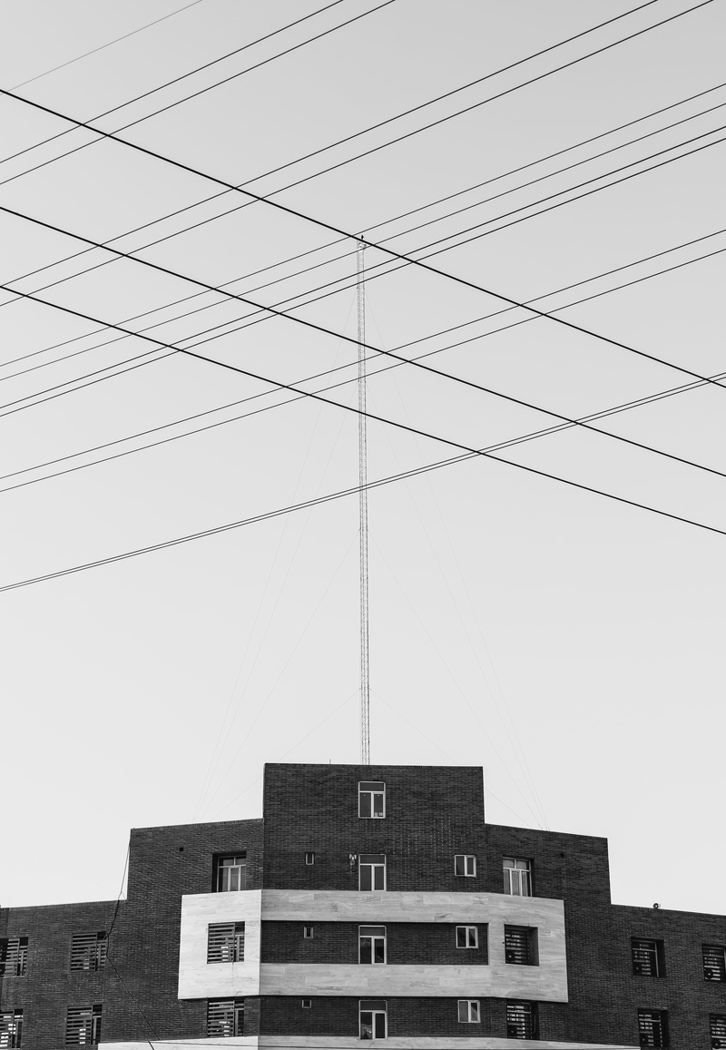 electric transmission tower, power line, plot, sky, utility pole, church, building exterior, intersection, iran, power lines, no people, kianpars, photo
