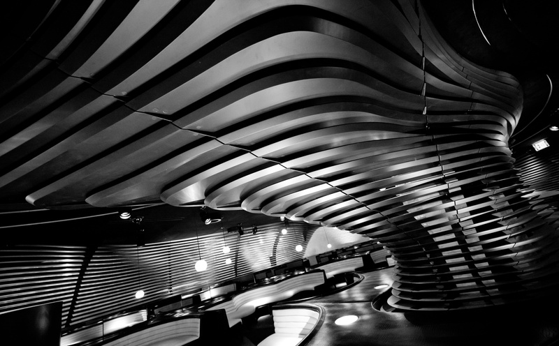 Restaurant, in a row, pattern, Nevada, modern, interior, new, indoors, built structure, metal, Architecture, lighting equipment, Cosmopolitan Hotel, repetition