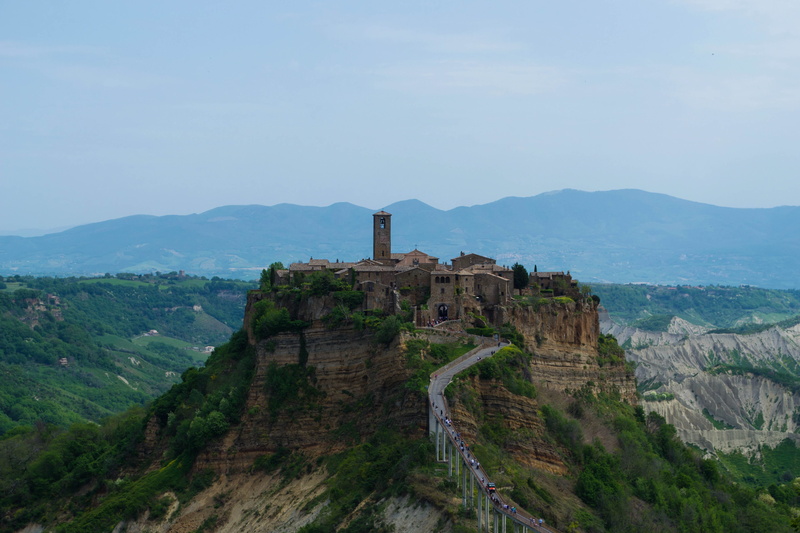 beauty in nature, day, ancient civilization, monastery, landscape, countryside, peak, plateau, travel, ancient, outdoors, tourism, bagnoregio, mountain range