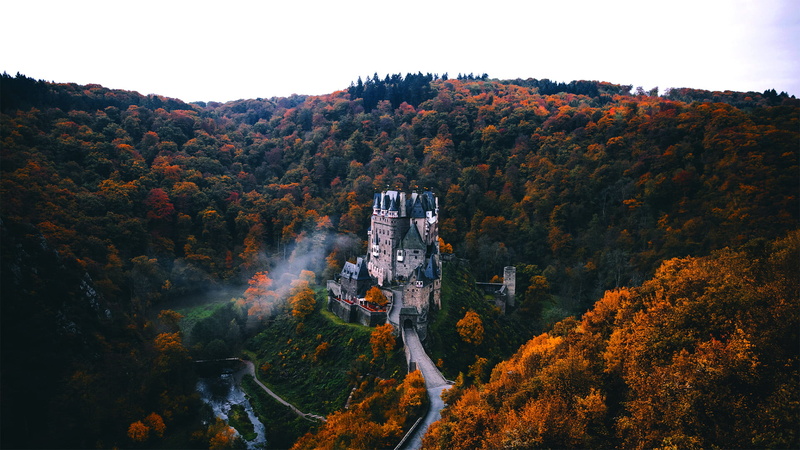 fall, forest, Castle Eltz, 1080P, Germany