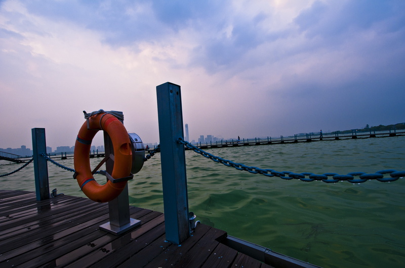 outdoors, 4K, water, beauty in nature, blue, suzhou, scenics - nature, sky, life buoy, leisure, dusk, the scenery, orange, cloud - sky, sunset, green