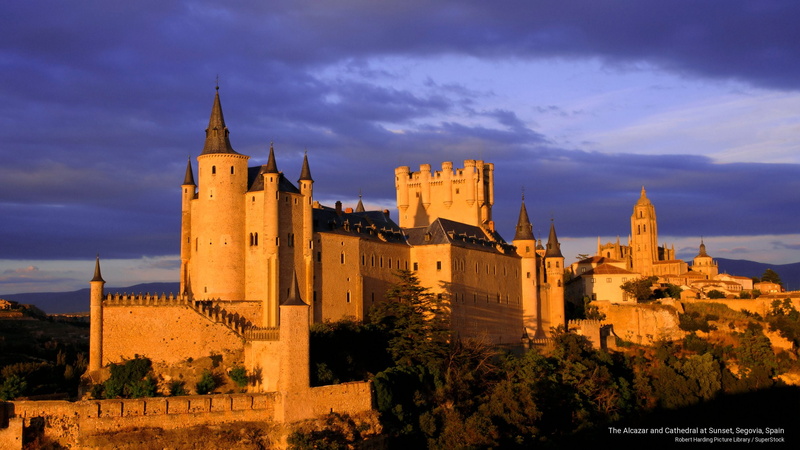 alcazar, 2K, spain, sunset, cathedral, Architecture, segovia
