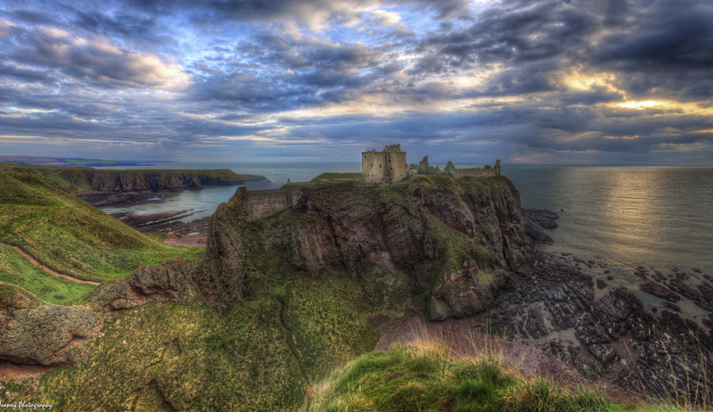 idyllic, Scotland, scenics - nature, no people, 5K, rock, castle, horizon, tranquil scene, sea, water, beauty in nature, cloud - sky, beach, plant, outdoors