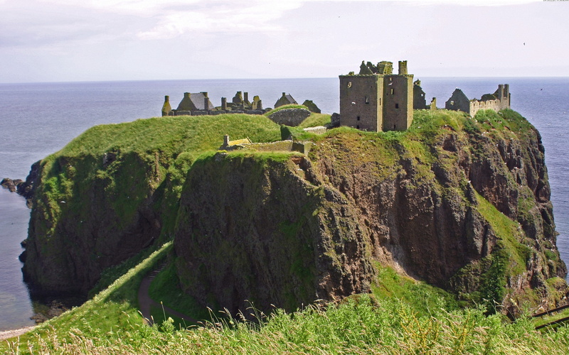 water, old ruin, 2K, history, dunnottar castle, rock, travel, ancient civilization, the past, ancient, built structure, no people, solid, land, plant