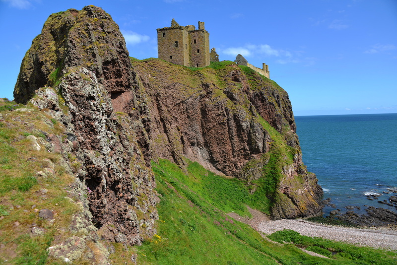 sea, rock, castle, Dunnottar Castle, 4K, coast, England
