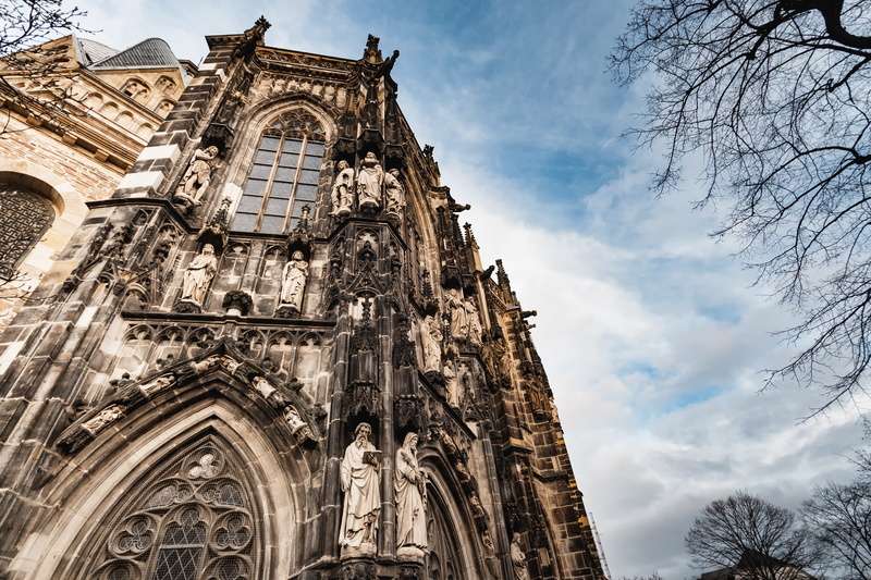 building exterior, gothic, history, 4K, travel destinations, Religion, building, Aachen Cathedral, belief, historically, aachen, outdoors, no people, the past