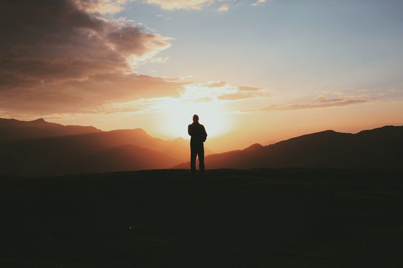 silhouette, freedom, lifestyles, 5K, sky, backpack, landscape, blue, non-urban scene, scenics, scenics - nature, sport, sunlight, success, tranquility