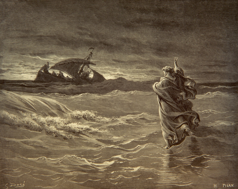 jesus walks on water, 1080P, konrad witz, wave, ship, miracle