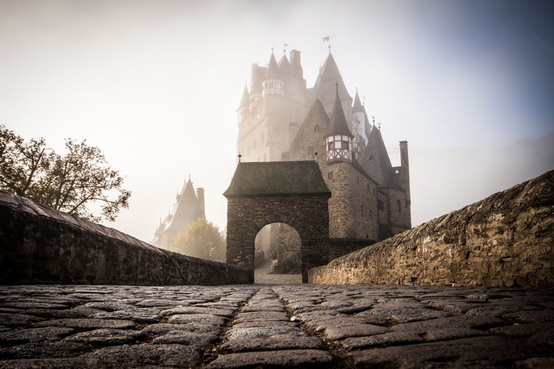 Germany, 1080P, Castle Eltz, cobblestone, mist
