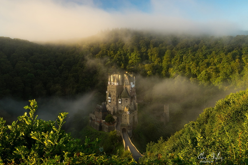 outdoors, wooded hills, Eltz Castle, nature, architecture, environment, plant, green color, sky, growth, land, 1080P, high angle view, Germany, mountain