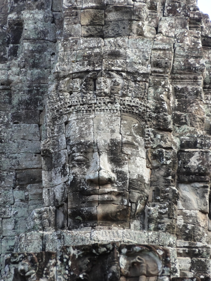 place of worship, head, statue, siem reap, building, smile, no people, sculpture, culture, built structure, creativity, ancient, bas relief, old ruin, art and craft