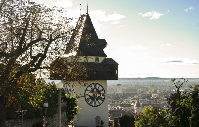 day, sunlight, landmark, tree, architecture, schlossberg, graz, clock, no people, clock tower, nature, plant, religion, austria, places of interest, belief