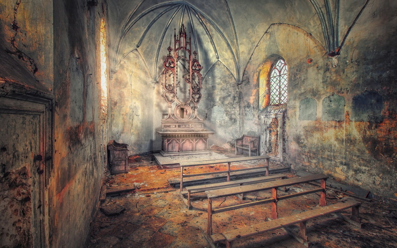 old, ruin, cathedral, 720P