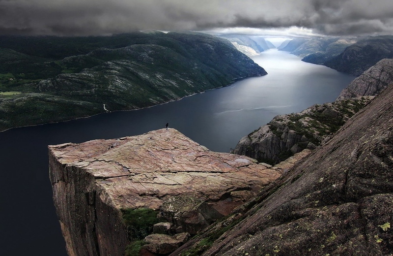 cloud - sky, environment, day, 720P, beauty in nature, mountain, outdoors, lake, nature, nature landscape preikestolen norway fjord mountain clouds rock