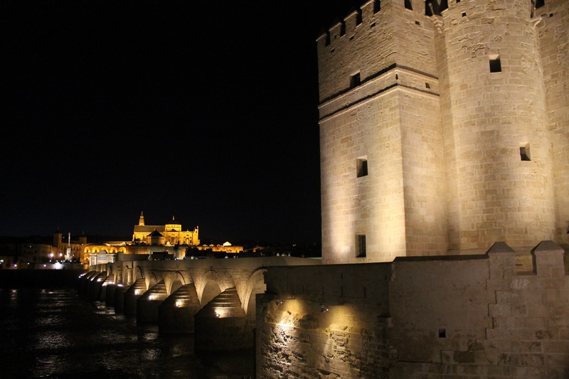 architecture, building exterior, tower, night córdoba, europe, famous Place, urban, water, 4K, nautical vessel, roman bridge, cordoba spain, religion