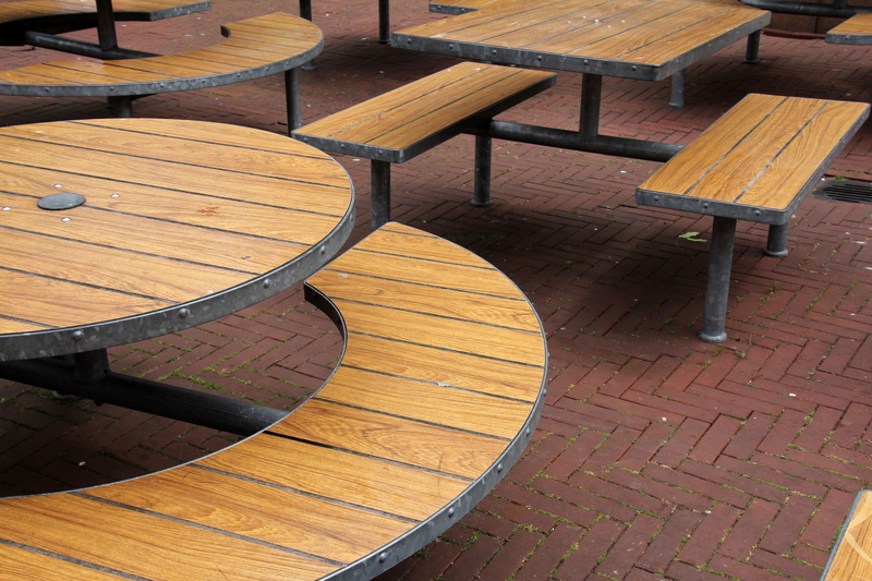 floorboard, patio, high angle view, hardwood floor, paving stone, empty, pattern, bench, absence, flooring, park bench, architecture, outdoors, 5K, chair