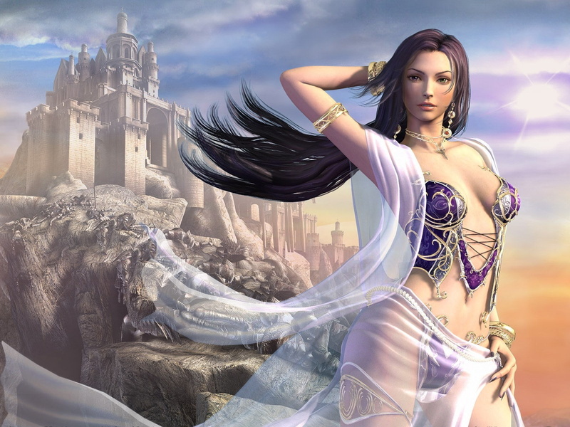 manga, castillo, anime, 720P, mujer, morena