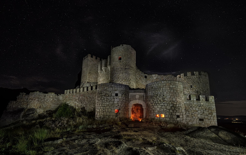 Castile and León, Iluminacion, 1080P, Mironcillo, Castillo de Aunqueospese